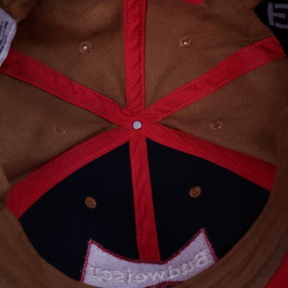 Budweiser Beer Snapback Hat Cap Adjustable Embroidered Logo Coverall Brown - Picture 10 of 10